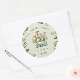 Pegatina Redonda Wild One Safari Animals Baby Shower