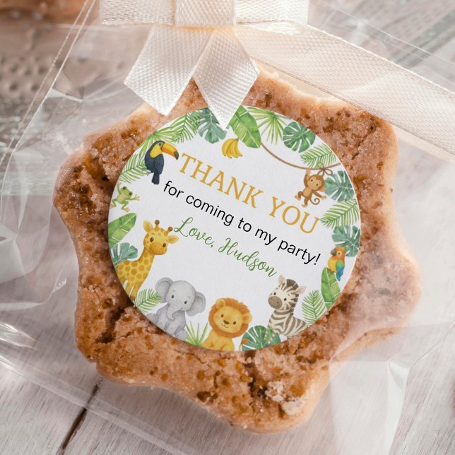 Pegatina Redonda Wild One Safari Birthday Party (Subido por el creador)