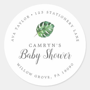 Pegatina Redonda Wild Tropical Baby Shower Circular Return Address