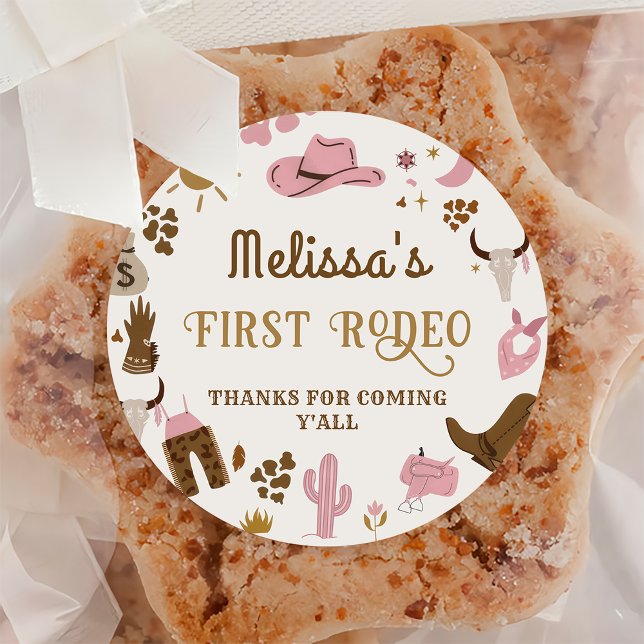 Pegatina Redonda Wild West Cowboy Rodeo Birthday Gracias (Subido por el creador)