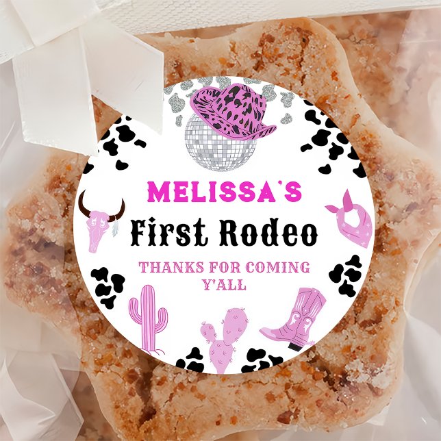 Pegatina Redonda Wild West Rodeo Disco Cowgirl Birthday Gracias (Subido por el creador)
