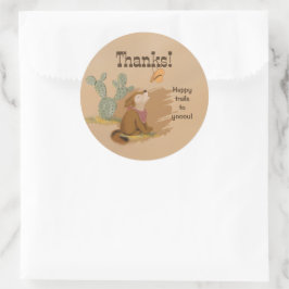 Pegatina Redonda Wild West Rustic Happy Trails Cowboy