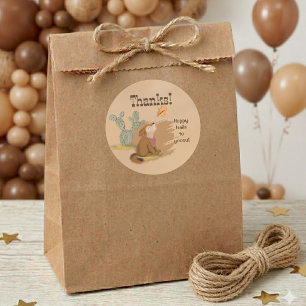 Pegatina Redonda Wild West Rustic Happy Trails Cowboy