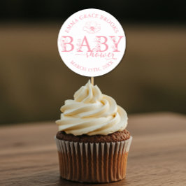 Pegatina Redonda Wildflower Baby Shower Favor Sticker Editable Name