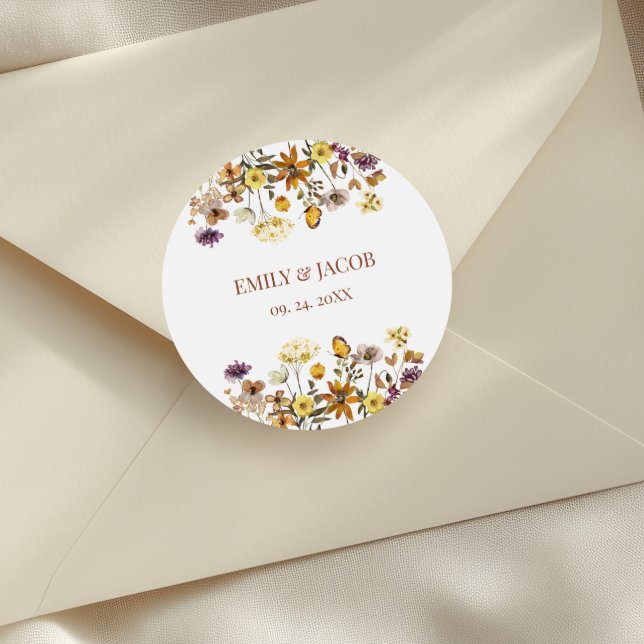 Pegatina Redonda Wildflower Boho Boda (Subido por el creador)