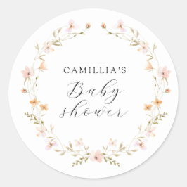 Pegatina Redonda Wildflower Boho Floral Baby Shower