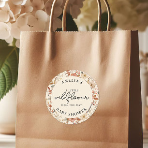 Pegatina Redonda Wildflower Boho Ivory Floral Baby Shower