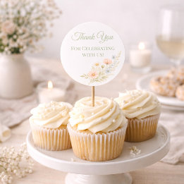 Pegatina Redonda Wildflower Garden Cupcake Topper