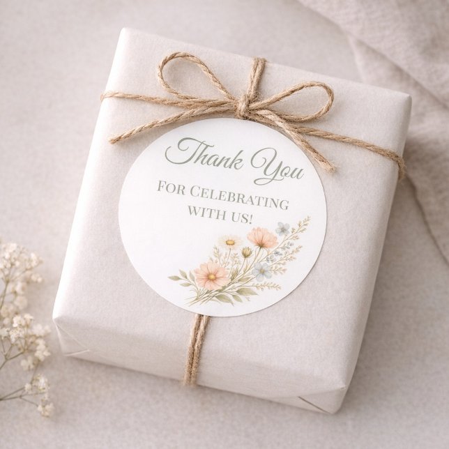 Pegatina Redonda Wildflower Garden Thank You (Subido por el creador)