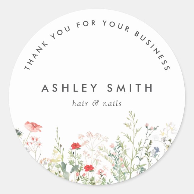 Pegatina Redonda Wildflower Meadow (Anverso)