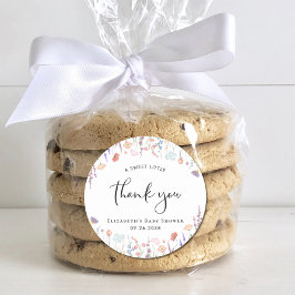 Pegatina Redonda Wildflower Watercolor Baby Shower Gracias