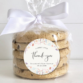 Pegatina Redonda Wildflower Watercolor Baby Shower Gracias