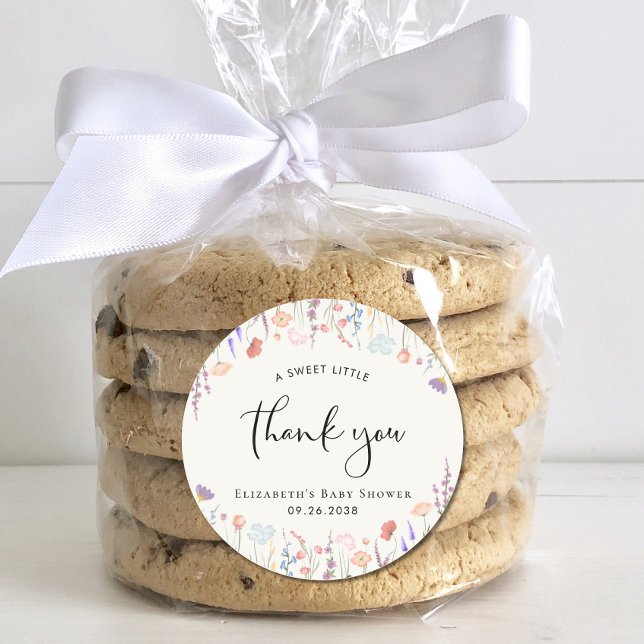 Pegatina Redonda Wildflower Watercolor Baby Shower Gracias (Subido por el creador)