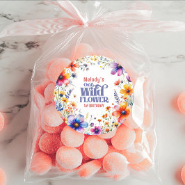 Pegatina Redonda Wildflower Wild One 1st birthday 