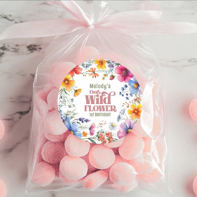 Pegatina Redonda Wildflower Wild One 1st birthday  (Subido por el creador)