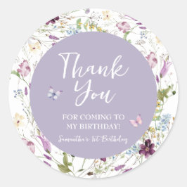 Pegatina Redonda Wildflower Wild ONE Butterfly Garden Gracias