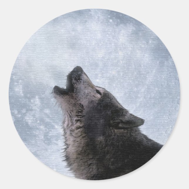 Pegatina Redonda Wildlife Gray Wolf Animal lover design (Anverso)