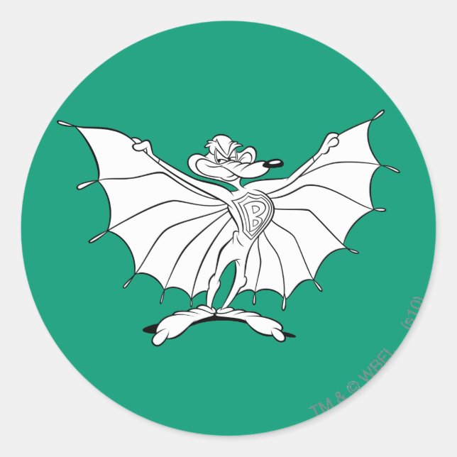 Pegatina Redonda WILE E. COYOTE™ Acme Products 8 (Anverso)