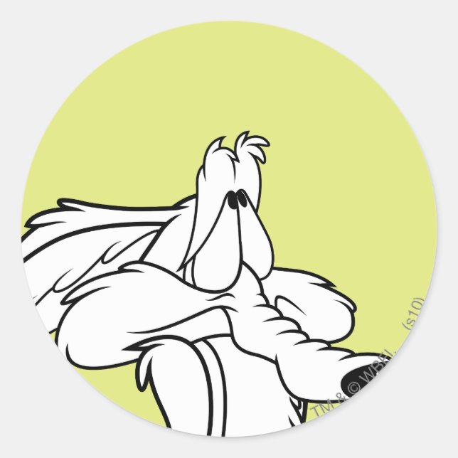 Pegatina Redonda WILE E. COYOTE™ Buscando (Anverso)