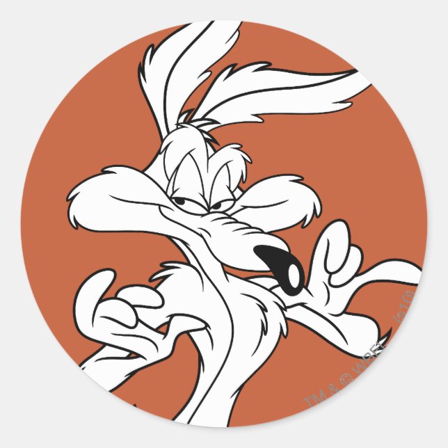 Pegatina Redonda WILE E. COYOTE™ Complacido (Anverso)