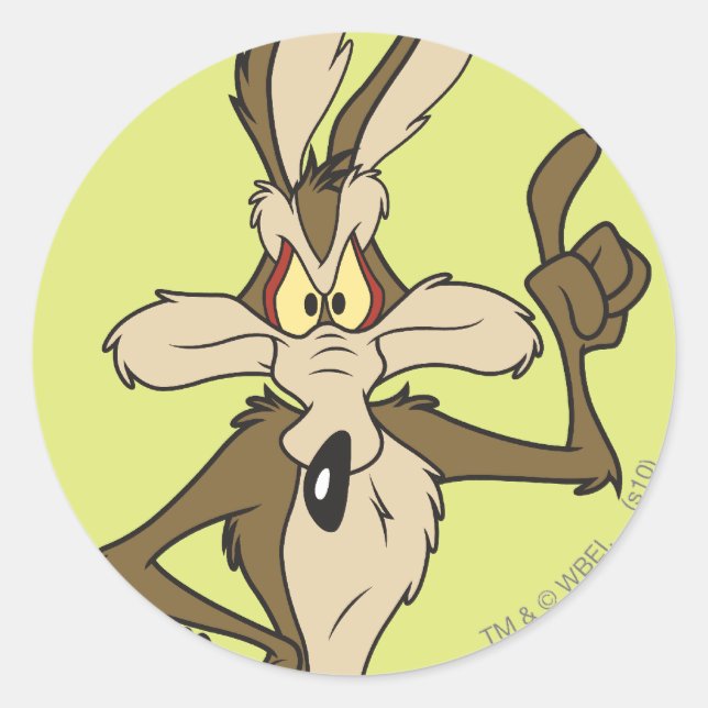 Pegatina Redonda WILE E. COYOTE™ De Pie Orgulloso (Anverso)