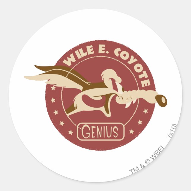 Pegatina Redonda WILE E. COYOTE™ Genius (Anverso)