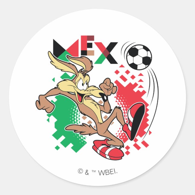 Pegatina Redonda WILE E. COYOTE™ Team Mexico Soccer Graphic (Anverso)