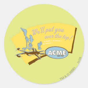 Pegatina Redonda WILE E. COYOTE™ y ROAD RUNNER™ Acme