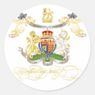 Pegatina Redonda Will+Kate Memorabilia, color personalizable!