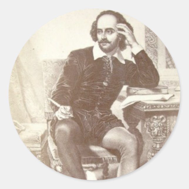 Pegatina Redonda Willaim Shakespeare (Anverso)