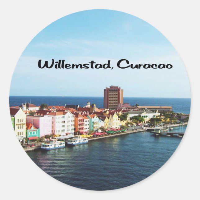 Pegatina Redonda Willemstad Curacao (Anverso)