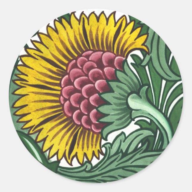 Pegatina Redonda William de Morgan Tile (Anverso)