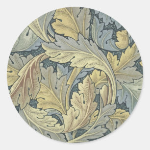 Pegatina Redonda William Morris Acanthus deja el Art Nouveau floral