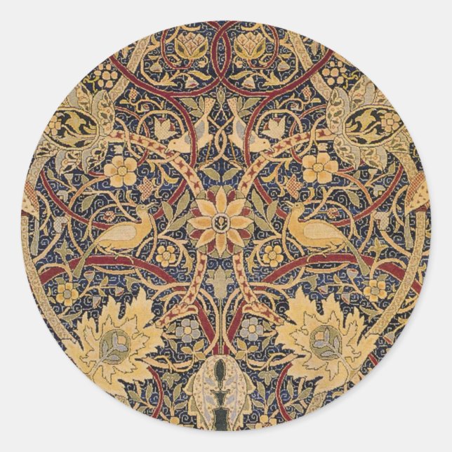 Pegatina Redonda William Morris Bullerswood Faux Tapestry (Anverso)