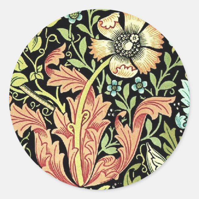 Pegatina Redonda William Morris Compton Wallpaper Classic (Anverso)