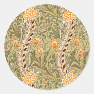 Pegatina Redonda William Morris Daffodil Garden Flor Classic Bota