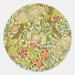 Pegatina Redonda William Morris Golden Lily Vintage Pre-Raphaelite