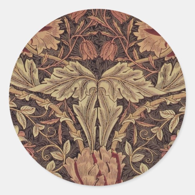 Pegatina Redonda William Morris Honeysuckle Arte Inglés Clásico (Anverso)