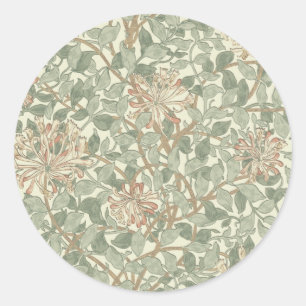 Pegatina Redonda William Morris Honeysuckle Flower Wallpaper