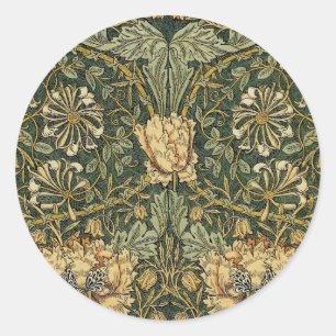 Pegatina Redonda William Morris Honeysuckle Green Floral