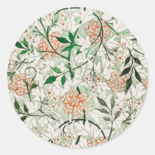 Pegatina Redonda William Morris Jasmine Garden Flower Classic