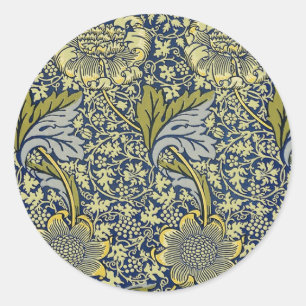 Pegatina Redonda William Morris Kennet Floral Wallpaper Blue
