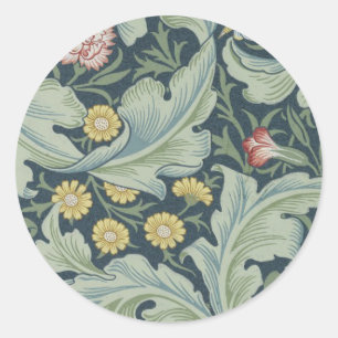 Pegatina Redonda William Morris Leicester deja la clavel de las flo
