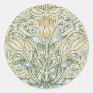 Pegatina Redonda William Morris Lily y Pomegranate Flower Classic