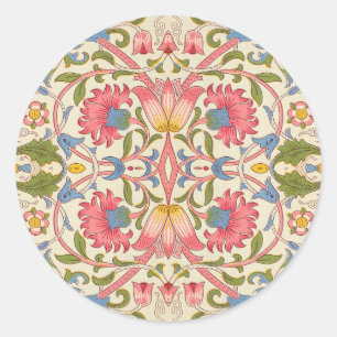 Pegatina Redonda William Morris Lodden Patrón Floral Pastel