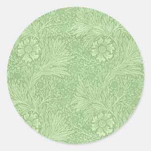 Pegatina Redonda William Morris Marigold (Verde)