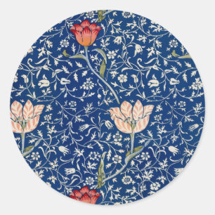 Pegatina Redonda William Morris Medway Blue Floral