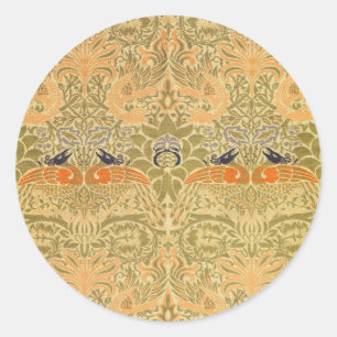 Pegatina Redonda William Morris Peacock & Dragon Arts & Crafts