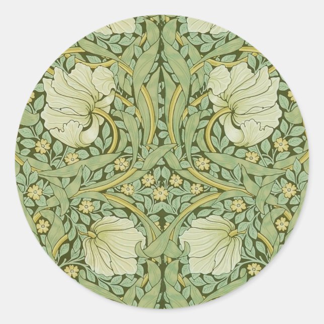 Pegatina Redonda William Morris Pimpernel Floral Blue Wallpaper (Anverso)