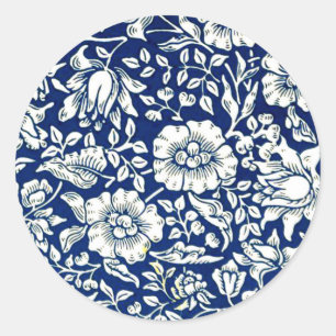 Pegatina Redonda William Morris - Poster Blue Mallow
